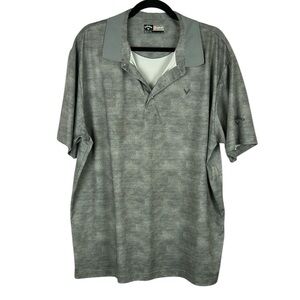 Callaway Mens Opti Dry V Neck Short Sleeve Casual Golf Polo Shirt XL Grey